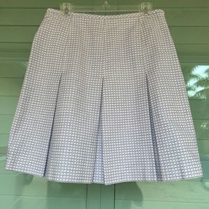 ANN TAYLOR LOFT Lavender Stitch/White Mini Side Zipper Pleated Skirt Size 6